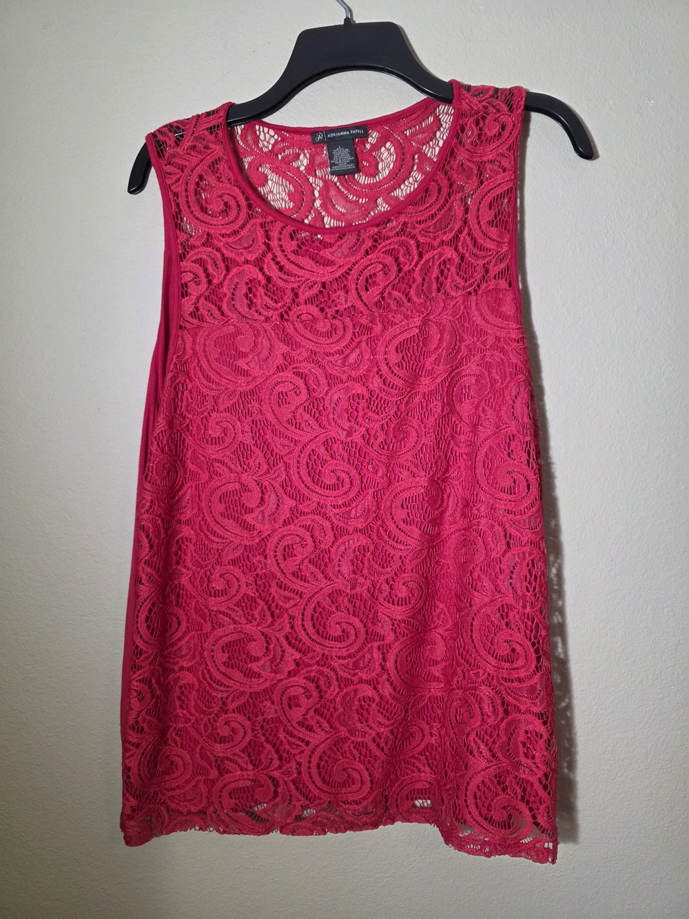Adrianna Papell Vibrant Pink Floral Lace Sleeveless Top